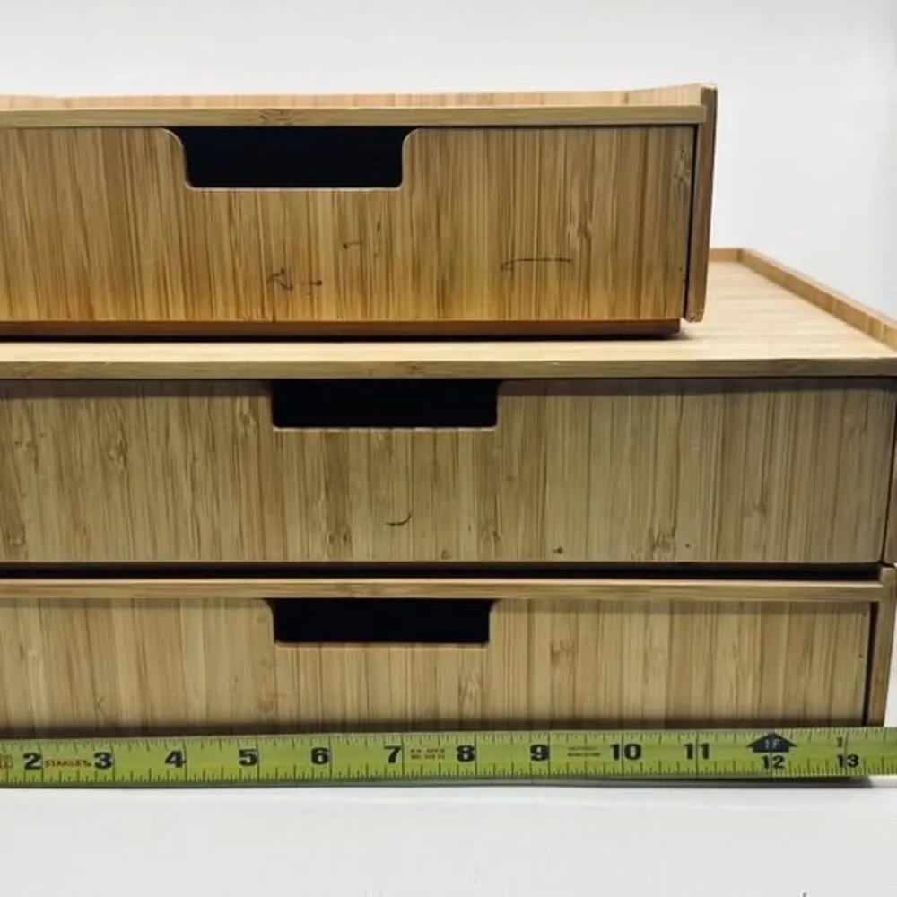 MobileVision Bamboo Stacking Drawers - Set of 4 (2 Large, 1 Small, 1 Open Tray)